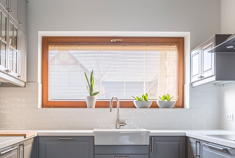 Large casement window in a contemporary kitchen