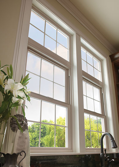 Kitchen windows with top treatment