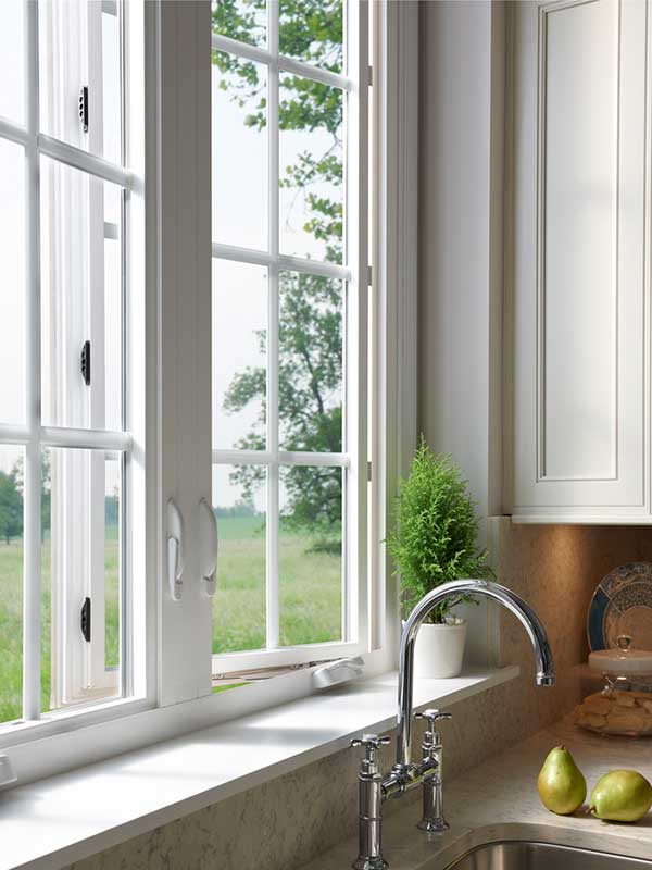 White kitchen casement windows