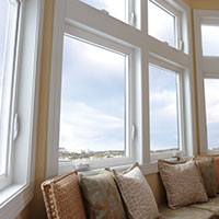 Window seating by large bay windows